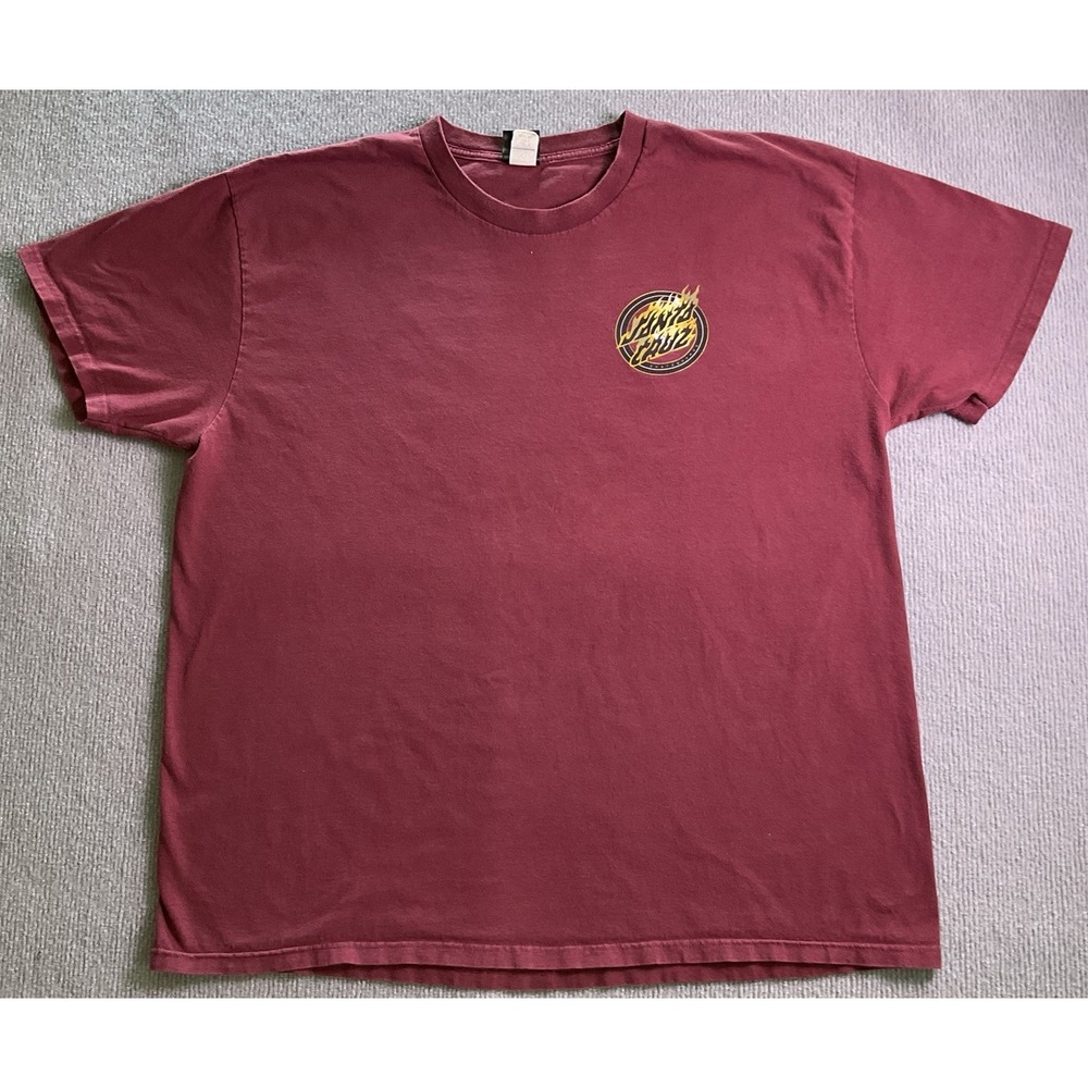Santa Cruz Skateboards Flame T-Shirt Maroon Size 2XL